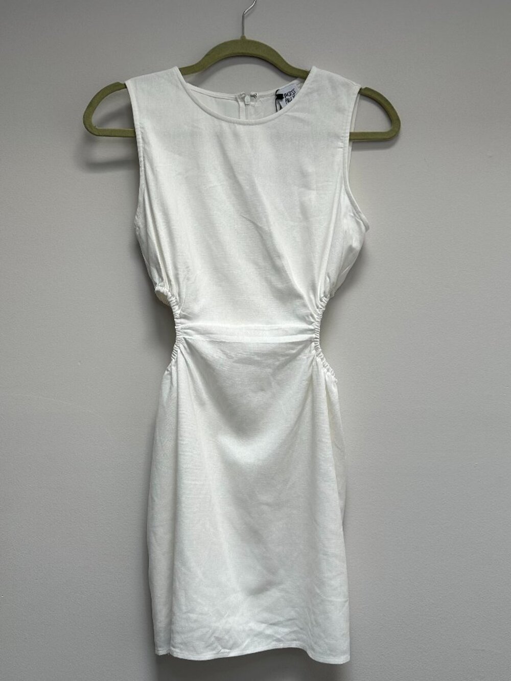 Princess Polly White Mini Dress - Size 4 | Scoop Neck with Side Cutouts